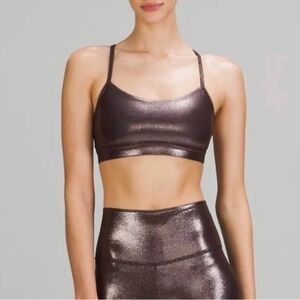 Lululemon Flow Y Nulu Bra Shine in Radiate Foil Print - French Press